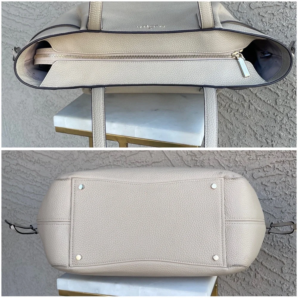 KATE SPADE Beige Cream Neutral Leather Large Dumpling Tote Bag